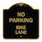 Signmission Designer Series Sign-No Parking Bike Lane, Black & Gold Aluminum Sign, 18" x 18", BG-1818-23758 A-DES-BG-1818-23758 - alternate 1